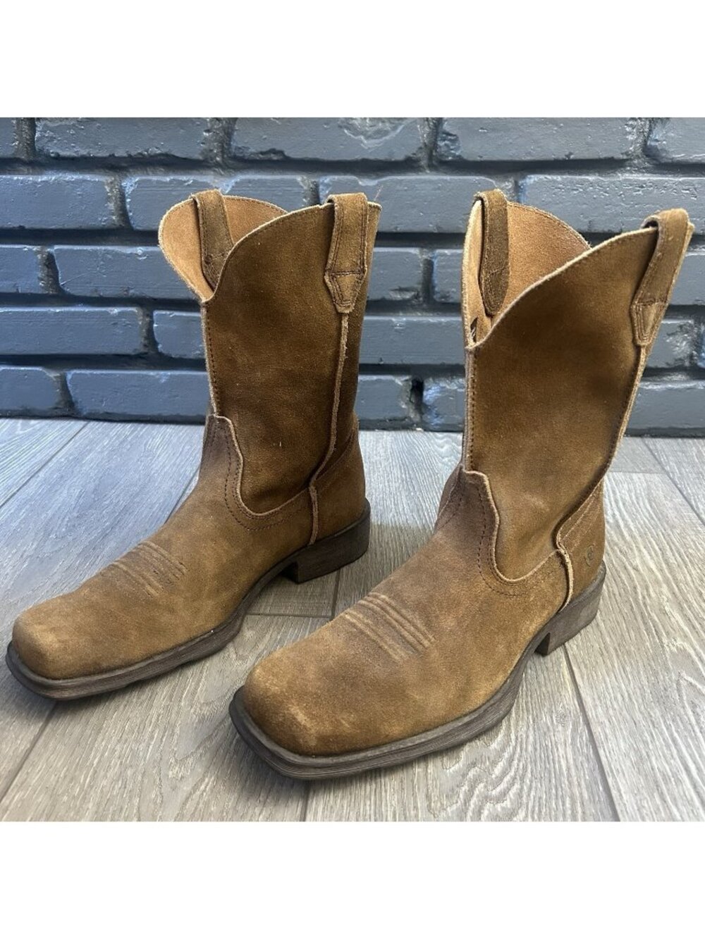 Ariat 10018611 Full Suede Roughout Square Toe Cowboy Boots Mens 12 D